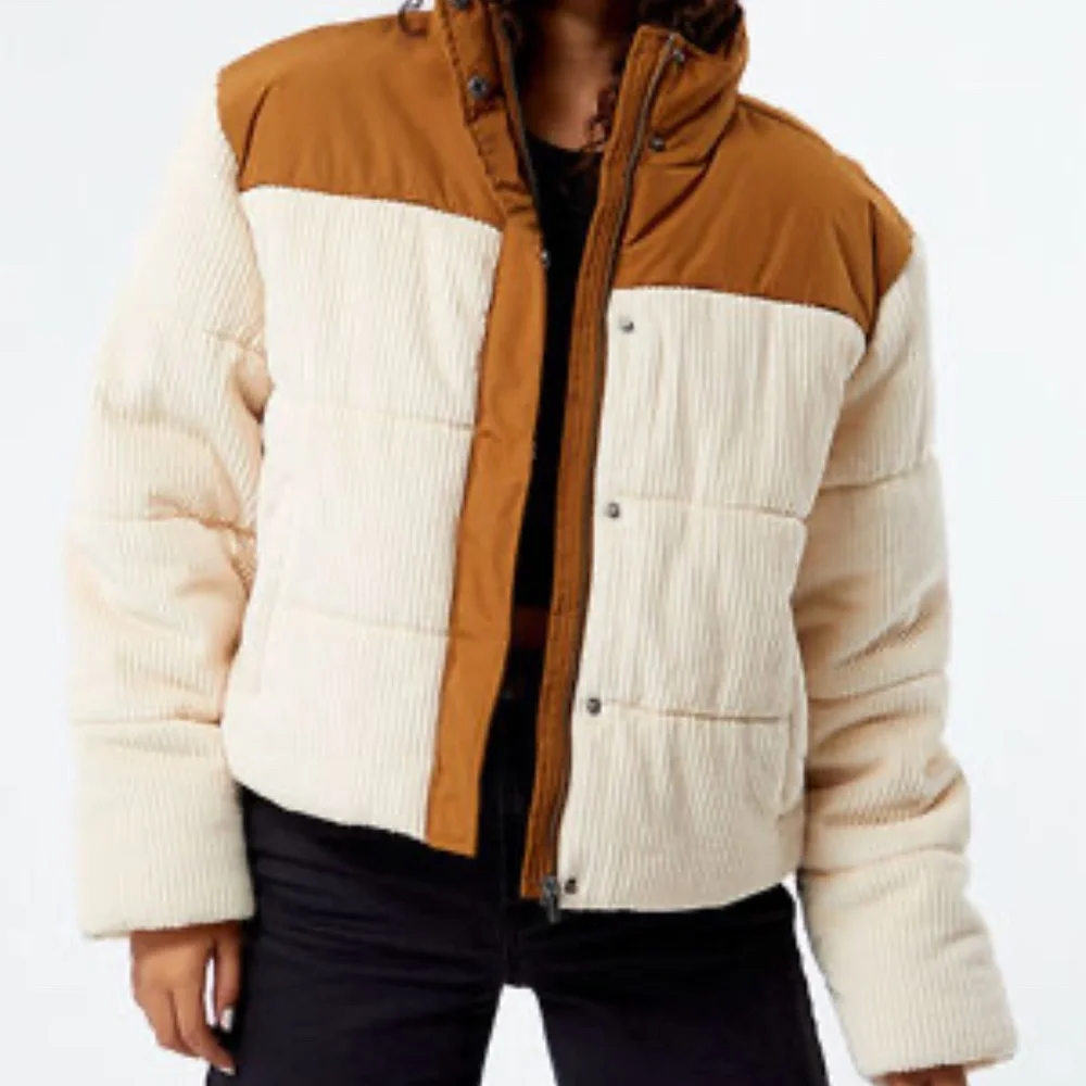 NWT RVCA Eezeh Peaasy Puffer Jacket, Brown and Cream, XS - Picture 1 of 11